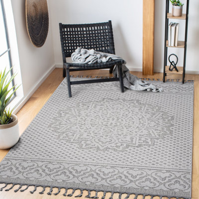 Tapis intérieur / extérieur gris / blanc / médaillon Collection