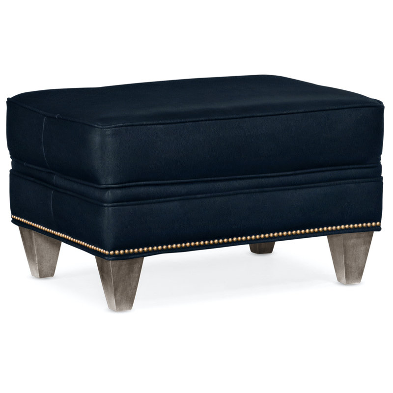Reddish Ottoman, Stone, French Natural, Aline Fumo Genuine Leather