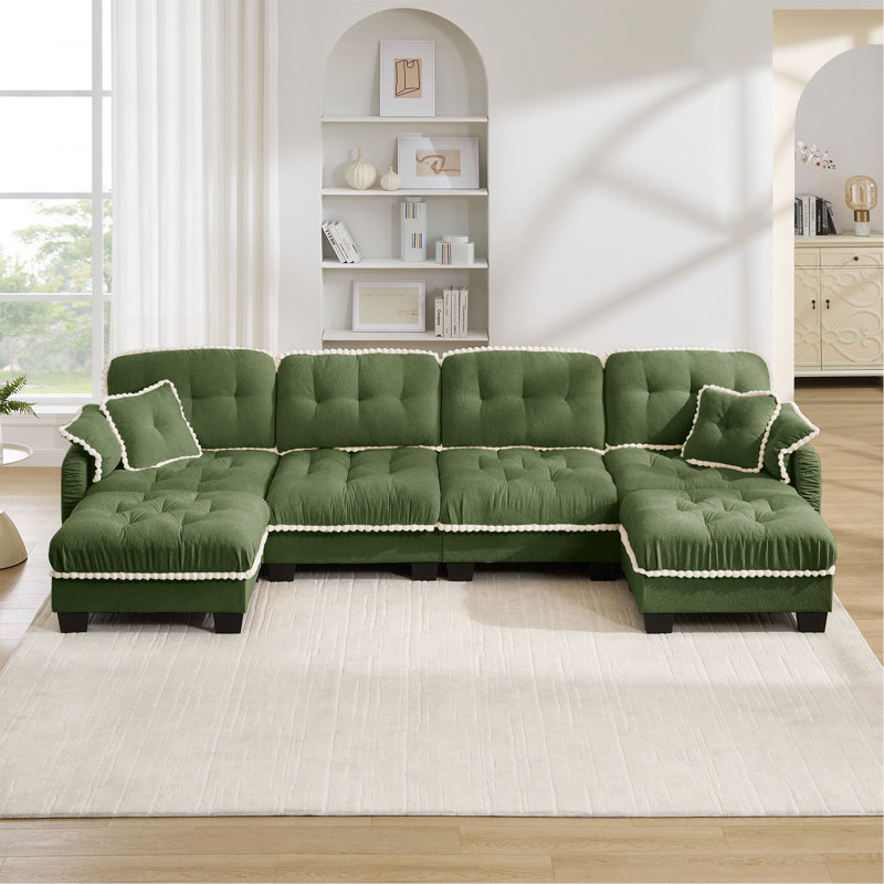 Canapé Chenille Cloud, L 131,5 po, Chenille verte