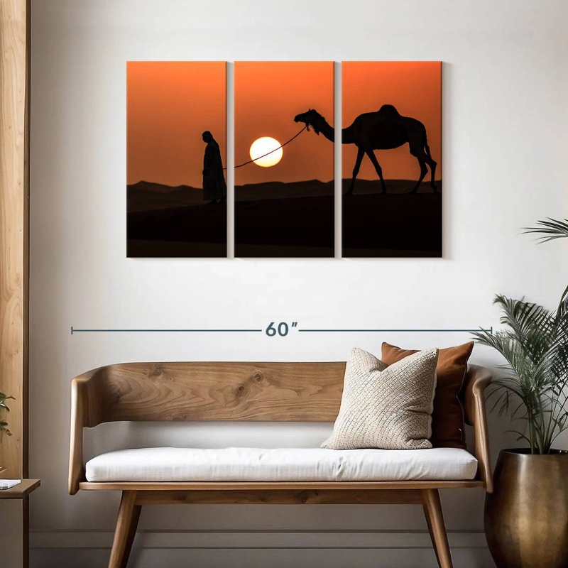 Man And Camel Silhouette, 28" H x 45" W