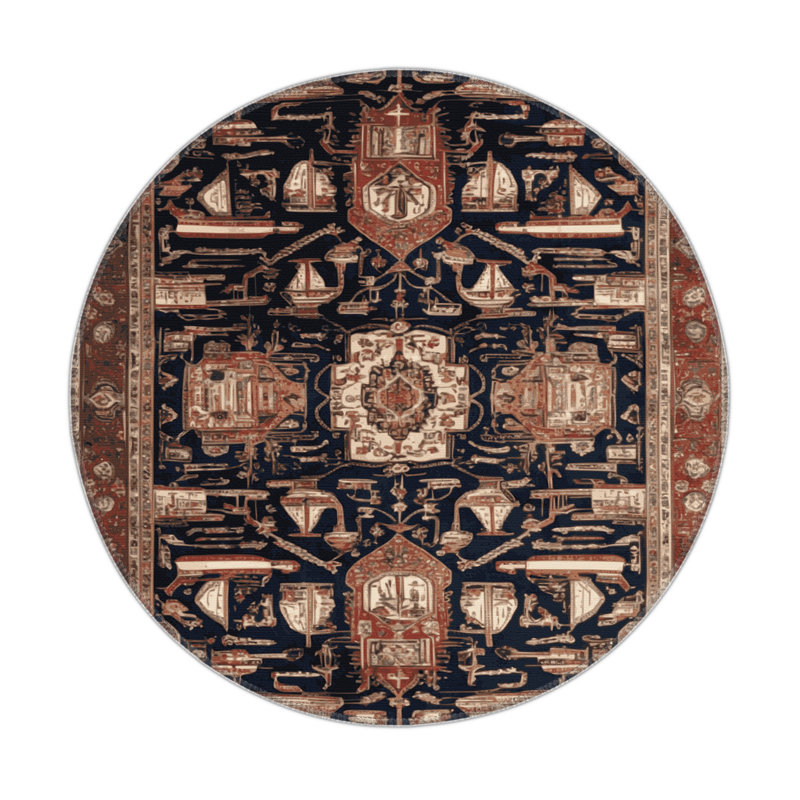 Tapis d'intérieur et d'extérieur brun Persian, Rond 5 pi