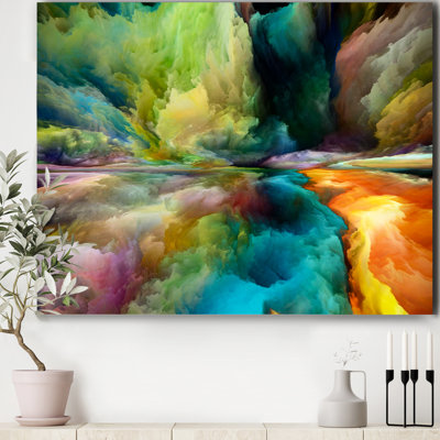 Antonio Colourful Motion Gradients of Surreal Mountains and Clouds - Painting on Canvas