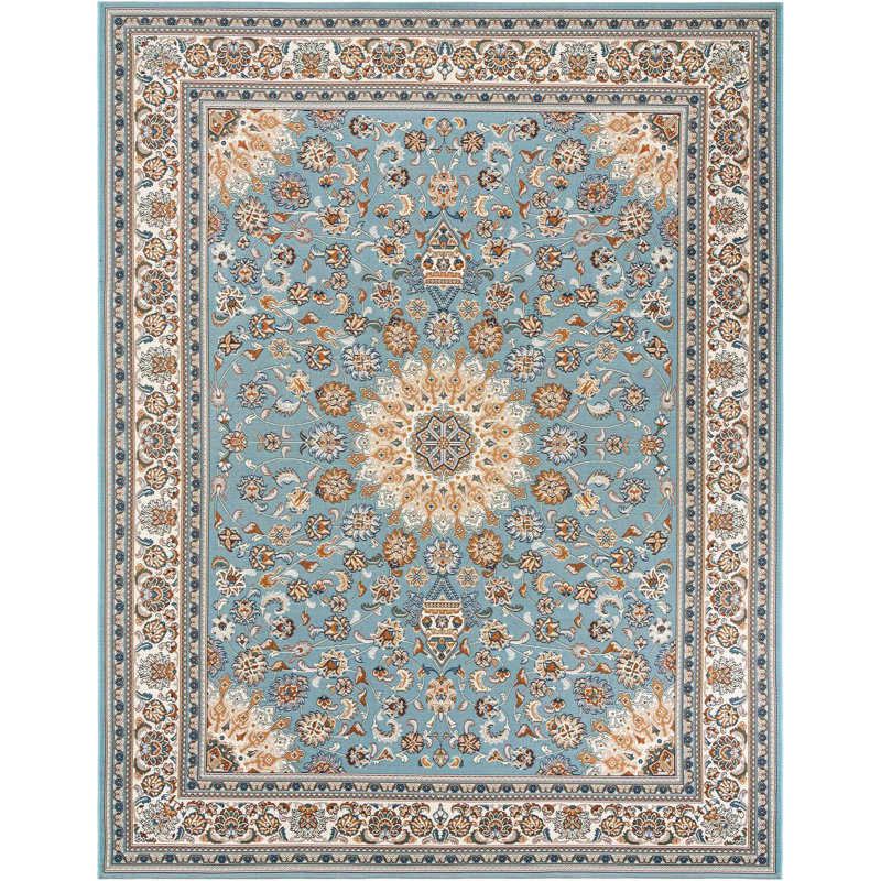 Tapis traditionnel bleu Tollefson, Rectangle 7 pi 10 po x 10 pi