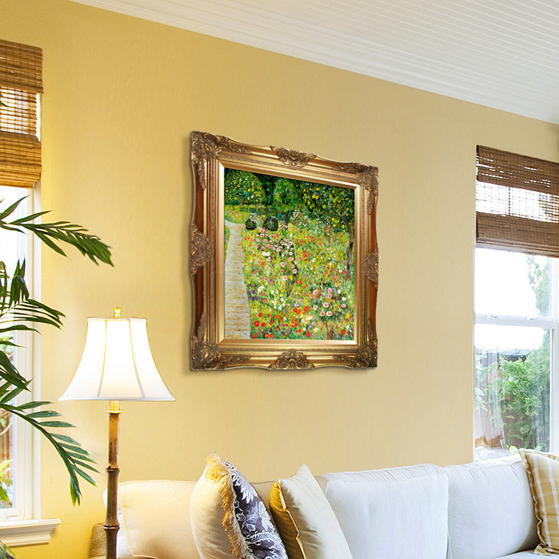 «Fruit Garden With Roses» par Gustav Klimt, reproduction d'art sur toile encadrée, H 32 po x l 28 po x P 2 po