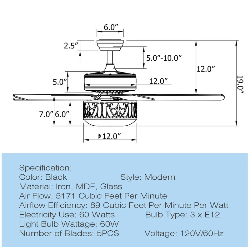 Amberlin 52'' Ceiling Fan with Light Kit