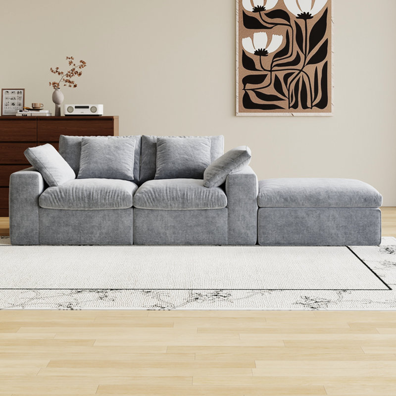 Canapé-lit modulaire à 3 places gris, modulaire pour le salon, canapé confortable avec éponge haute densité de style minimaliste moderne utilisant du 33D