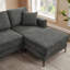 Canapé modulaire en L en chenille avec console centrale mobile, rangement, porte-gobelets et USB-796383571