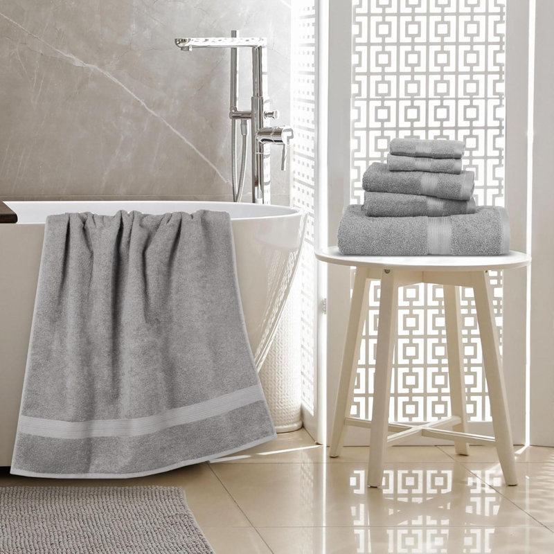 6 Piece Oversized Fade Resistant Towel Set Cotton Towels For Bathroom Soft And Absorbent Bath Towelshand Towels And Washcloths Bathroom Towel Set