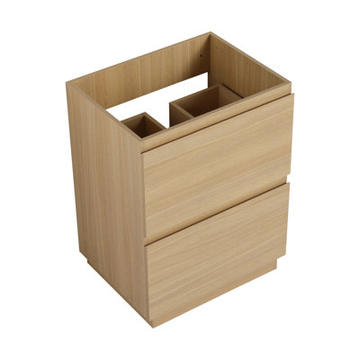 Meuble-lavabo sur pied 24 po avec tiroir double, armoire de salle de bain autoportante, bois d'ingénierie, chêne (meuble-lavabo sans comptoir)