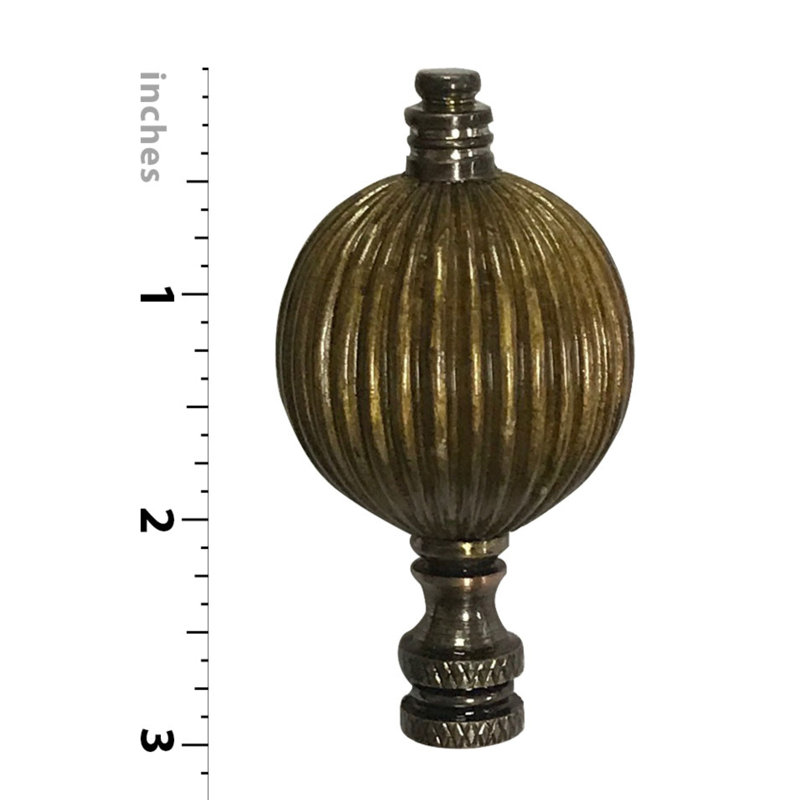 Balloon Shaped Lamp Finial, Antique Brass