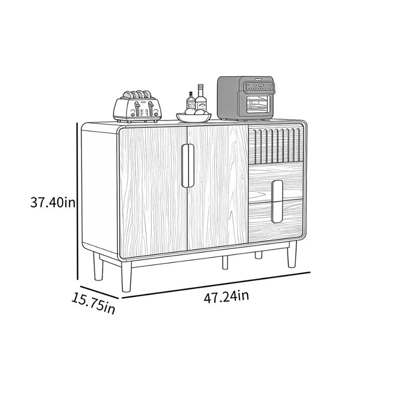 Armoire de rangement moderne, H 37,4 po x l 47,24 po x P 15,75 po
