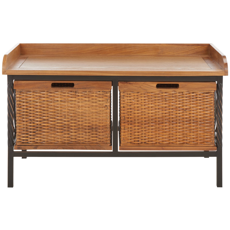 Miyu Drawer Storage Bench, Medium Oak