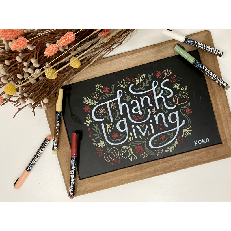 VersaChalk Steel Reversible Mini Magnetic Chalkboard, Up to 2' Size  + Fine Tip White Marker, 10.5" x 14.5"