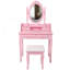 Princess Vanity Desk Set with 360° Rotating Mirror, 4-Drawer Wooden Makeup Table for Girls' Room, Ample Storage and Comfortable Stool-1322909655