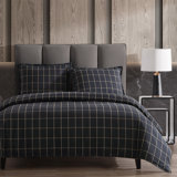 Windowpane Plaid Classic Modern Rustic Cotton Comforter Set