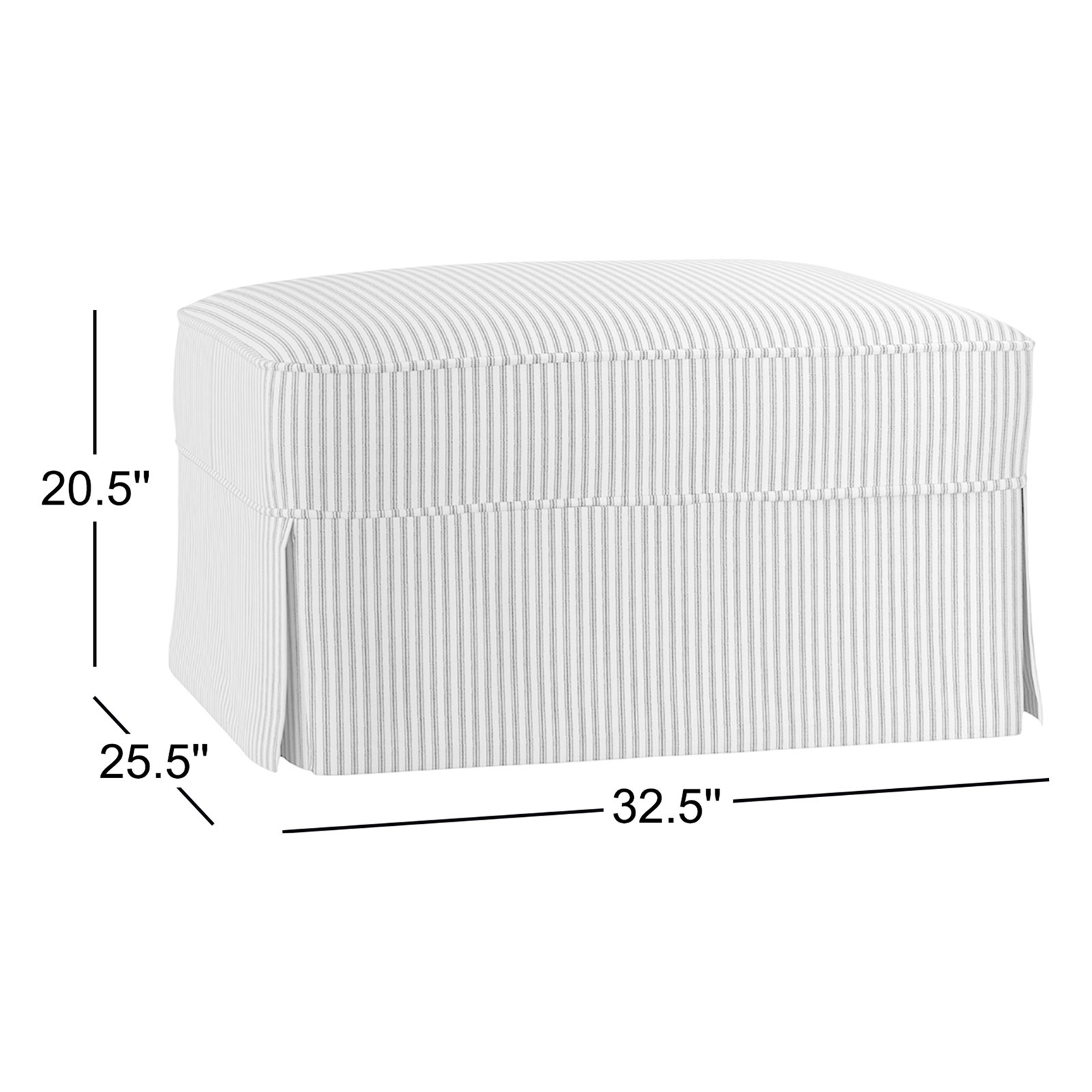 Amari 33" Rectangle Slipcovered Ottoman, Cruise Adrift Woven Stripe