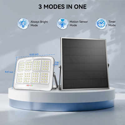 Adewalk Solar Flood Lights Outdoor Waterproof, 4500lm Split Solar Lights With Big Panel, Motion Sensor Security Floodlight 16ft Cable, Dusk To Dawn Outdoor Lights For Yard, Garage - Curved Surface