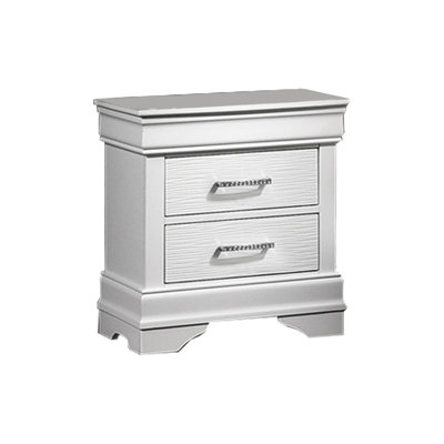 Rosdorf Park White Bedside Nightstand With Two Drawers And Luxury Accent Handles For Bedroom Storage Diamond - Accented Use