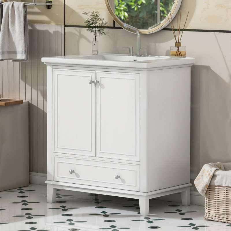 30" Bathroom Vanity With Sink Combo, White