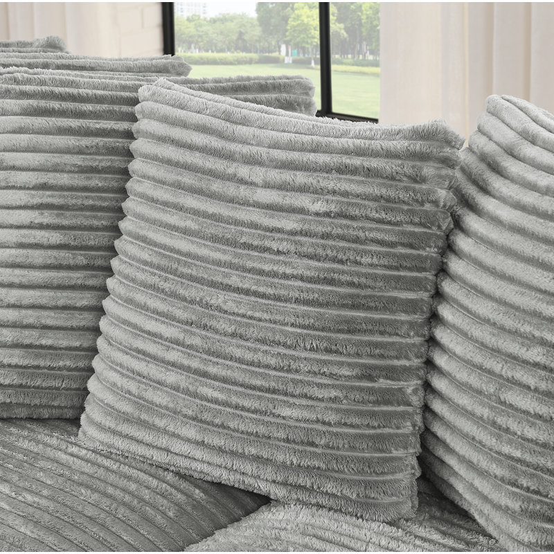 Canapé-lit modulaire rembourré en velours Corduroy, Gris