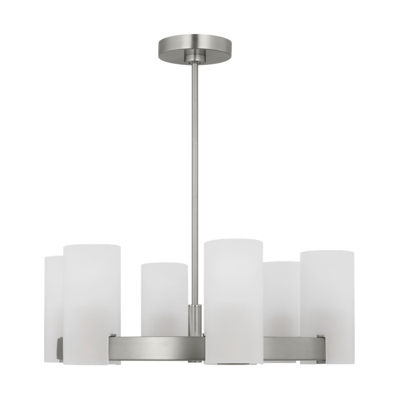 Grand lustre Rhode, H 8,5 po x l 23,5 po x P 23,5 po, Acier brossé