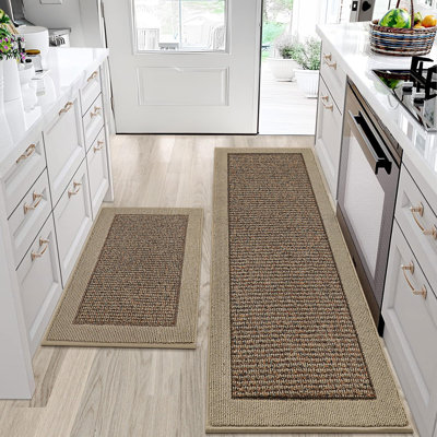 Ensemble de 2 tapis de cuisine antidérapants, lavables, pour tapis de sol, très absorbants et résistants aux taches pour la lessive, le vestibule, le couloir et l'évier