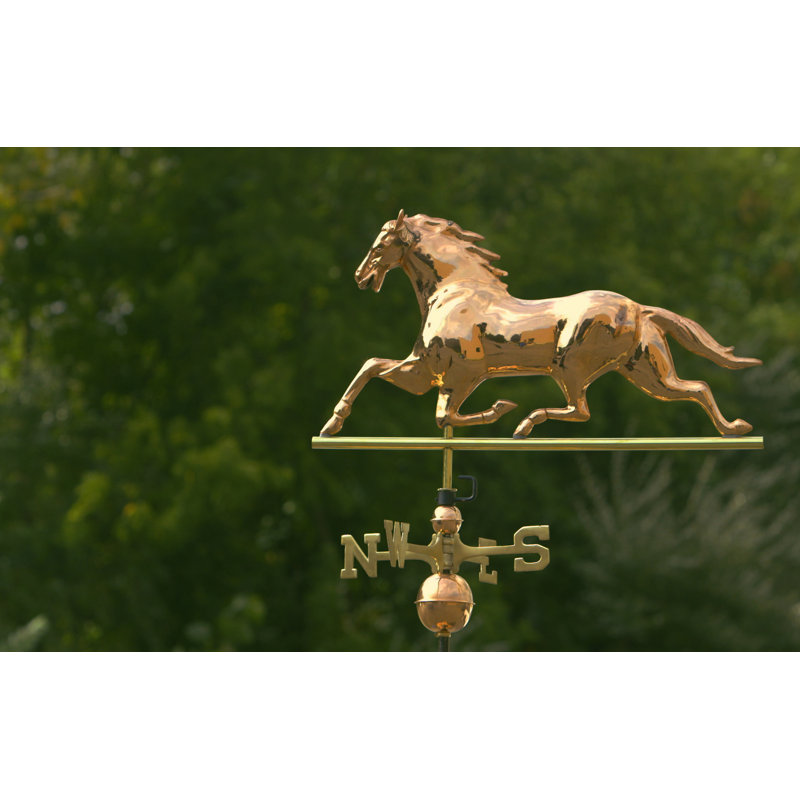 36'' Polished Copper Horse Weathervane with Brass Directionals