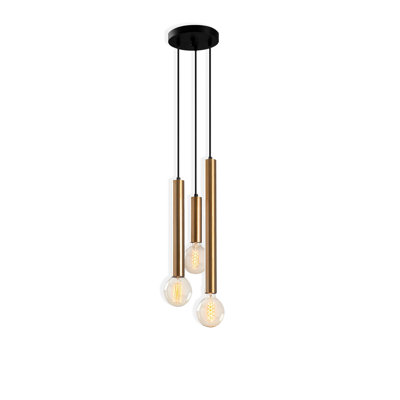 Modern Vintage Chandelier, Adjustable Height, Metal Body, 22 x 22 cm Base Plate | 57.5 inches Tall | 3 x E27 Max 40W | Elegant Scandinavian Design, Perfect for Living Room & Dining Room Decor, IP20 Rated