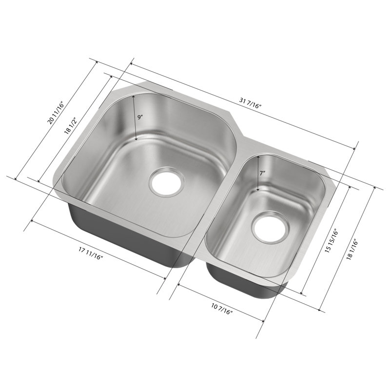 Undermount Double Bowl Stainless Steel Kitchen Sink