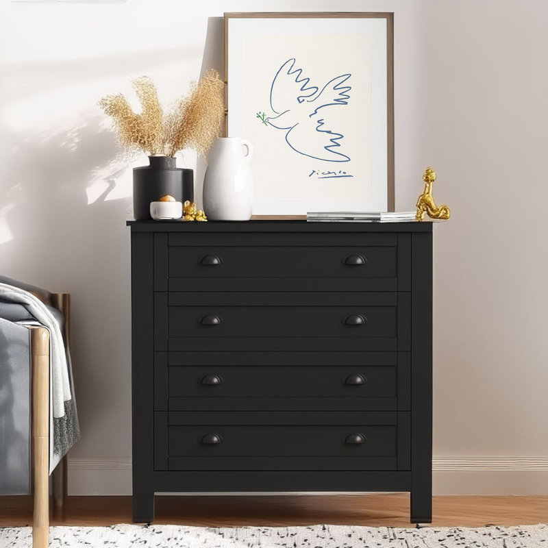 Buffet commode en bois massif, Noir