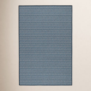 Herringbone Navy Machine Washable Rug