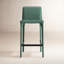 Tabouret de bar H 26 po entièrement assemblé, tabouret de bar rembourré en cuir Saddle avec siège rembourré, tabouret de bar à hauteur de comptoir avec repose-pieds à structure en métal pour îlot de cuisine, vert-2110765623-2110897007