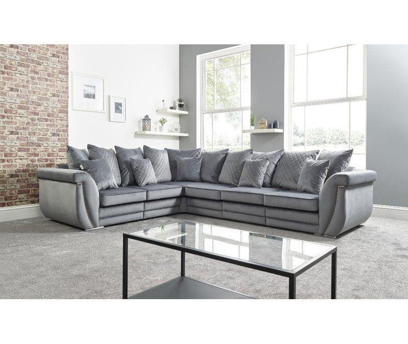 Hampton 6 Seater Velvet Large Corner Sofa
