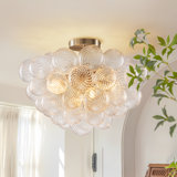 Catalyna Bubble Ball Semi Flush Mounting Ceiling Light Fixtures, Dia 20"