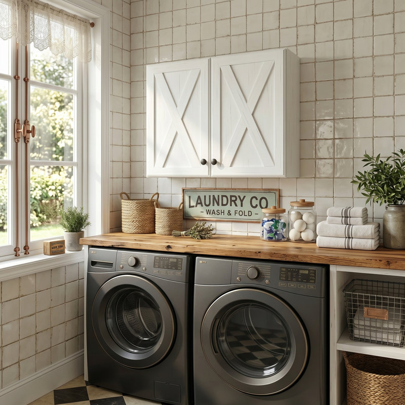 Armoire murale à porte de grange l 30 po x H 24 po, armoire murale pour salle de lavage, cuisine, salle de bain, 1-Pack