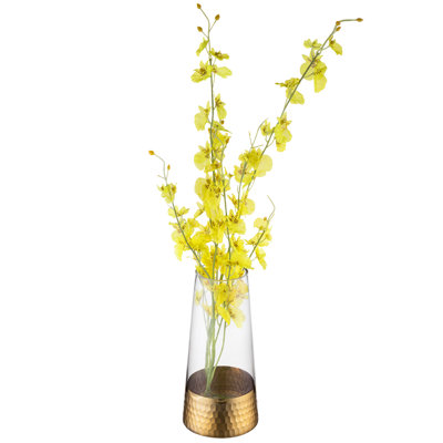 10-Inch Clear Glass Vase with Gold Base – Modern Table Centerpiece for Home or Event Décor
