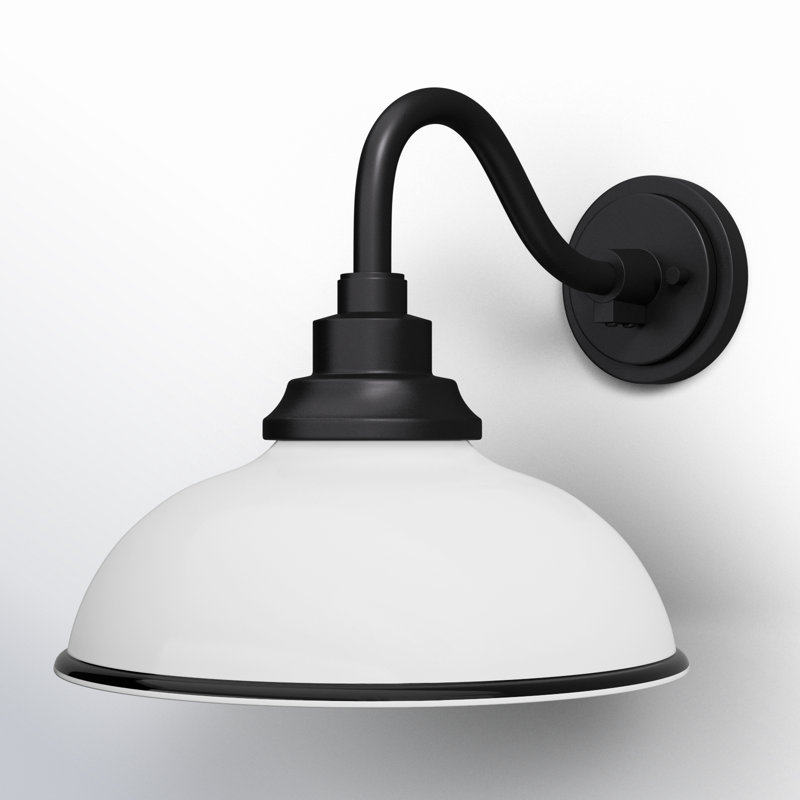 Black 1-Bulb 11.25"H Outdoor Barn Light, White