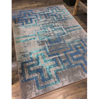 Tapis brun / bleu Wetumka