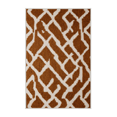 Machine Washable Trellis Beige Area Rug