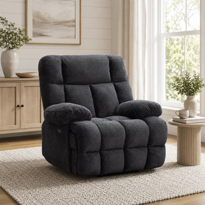 43.3" Wide Zero Gravity Oversized Power Recliner Chairs With USB Charging, Blue-MS