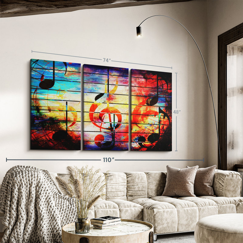 «Abstract Music Grunge», reproduction sur toile, H 48 po x l 74 po x P 1,25 po