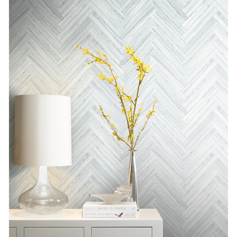 Hermosa Herringbone Wood & Shiplap Peel & Stick Wallpaper Roll, Blue