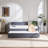 Velvet Upholstery Daybed with Trundle,USB Port ,Side Pockets-1010462257