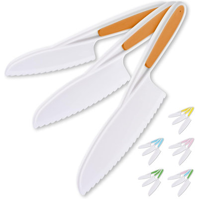 Zulay Kitchen Kids Knife Set for Cooking and Cutting 3-Piece Nylon Starter Knife
