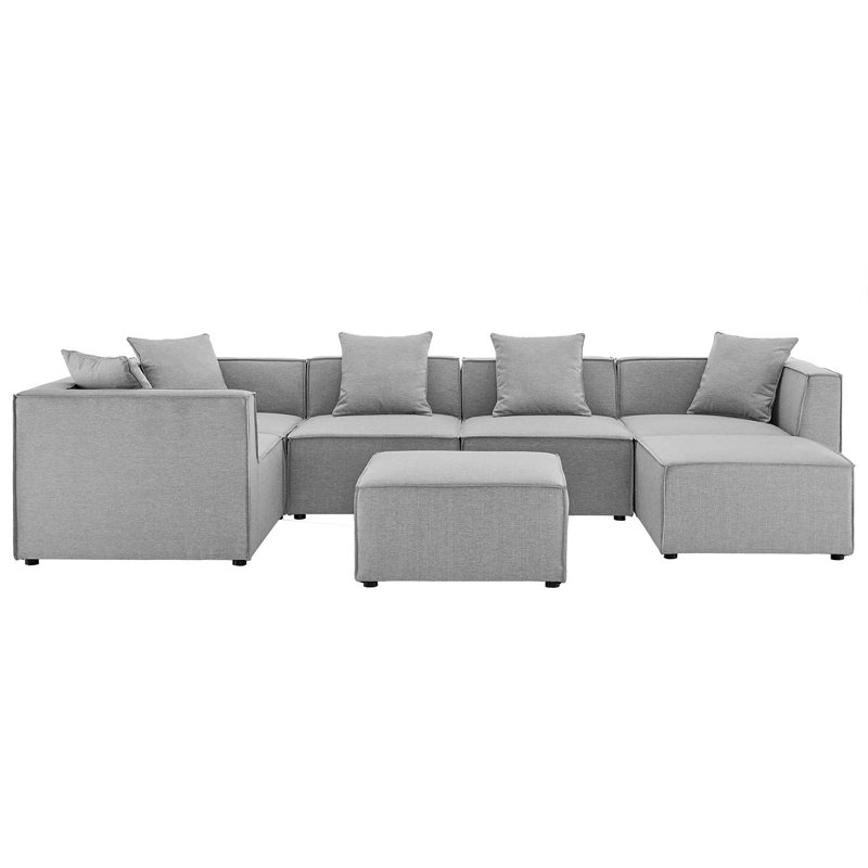 Canapé modulaire rembourré 7 pièces Saybrook, Gris