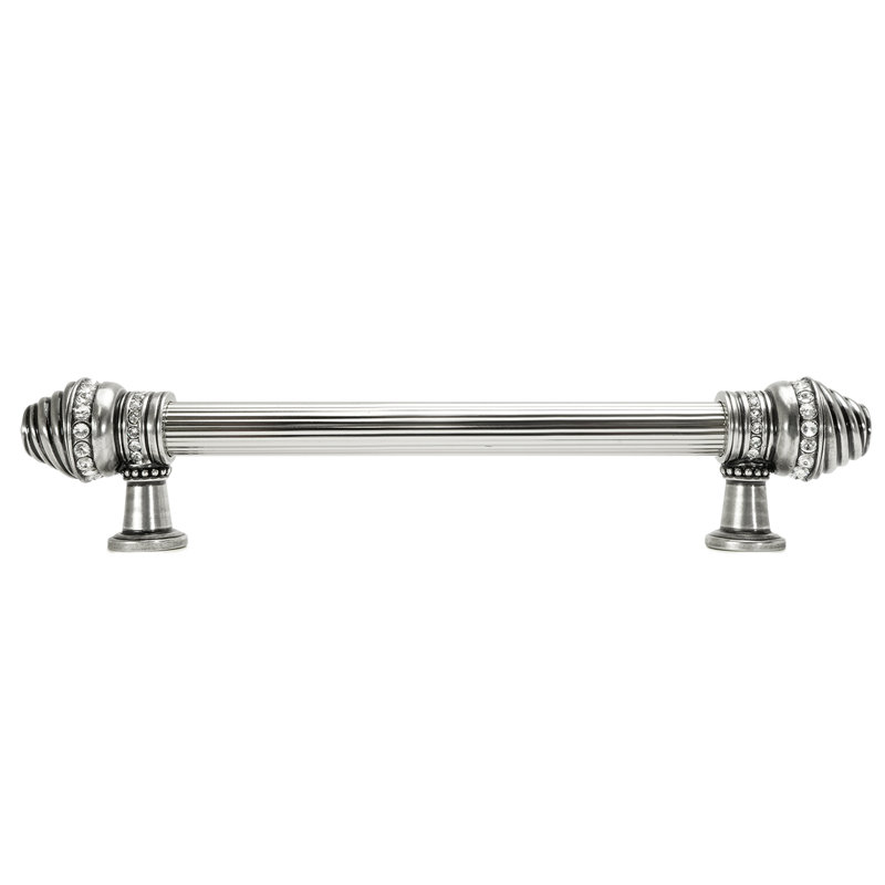 Cache multi-crystals large ends; 22 inch center to center appliance/long pull; 3/4 reeded bar; decorated with swarovski crystals in finish Chalice
