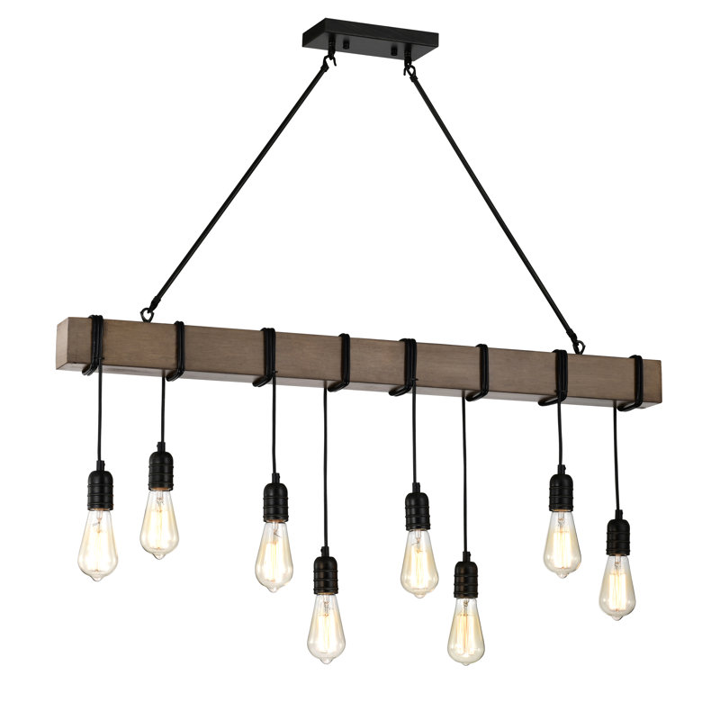 Lustre linéaire unique à 8 lumières avec accents en bois 41,7 "Jason