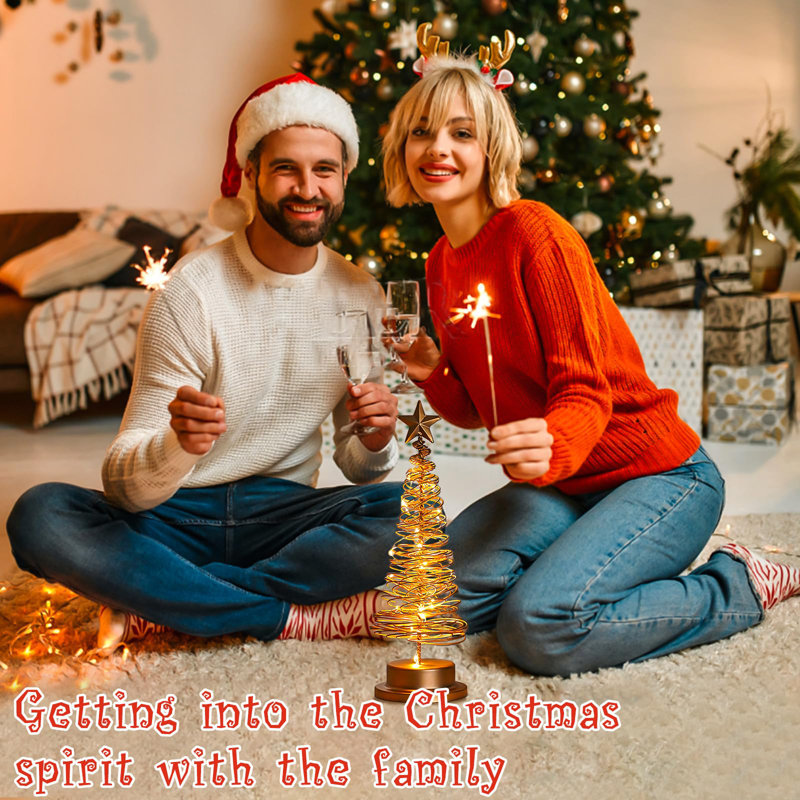 Gold Xmas Tree Light with Metal Stand for Table Decoration