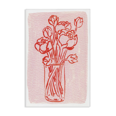 Outlined Peony Vase Canvas, design by Hannah Moren