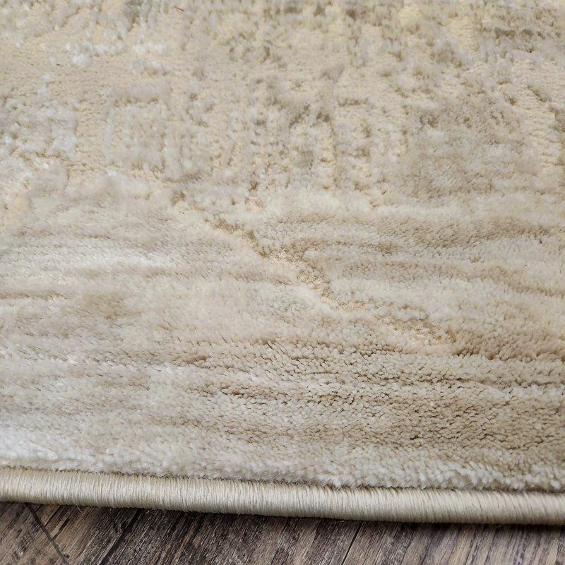  Davide 1229 Beige Abstract Area Rug – Modern Transitional Crackled Design, Soft High-Low Texture, Rectangle 3'3" x 4'11"